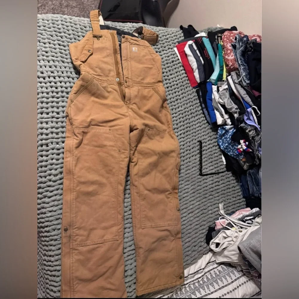 Carhartt coat with Sherpa Lined hood & carhartt bib overalls - Picture 2 of 2
